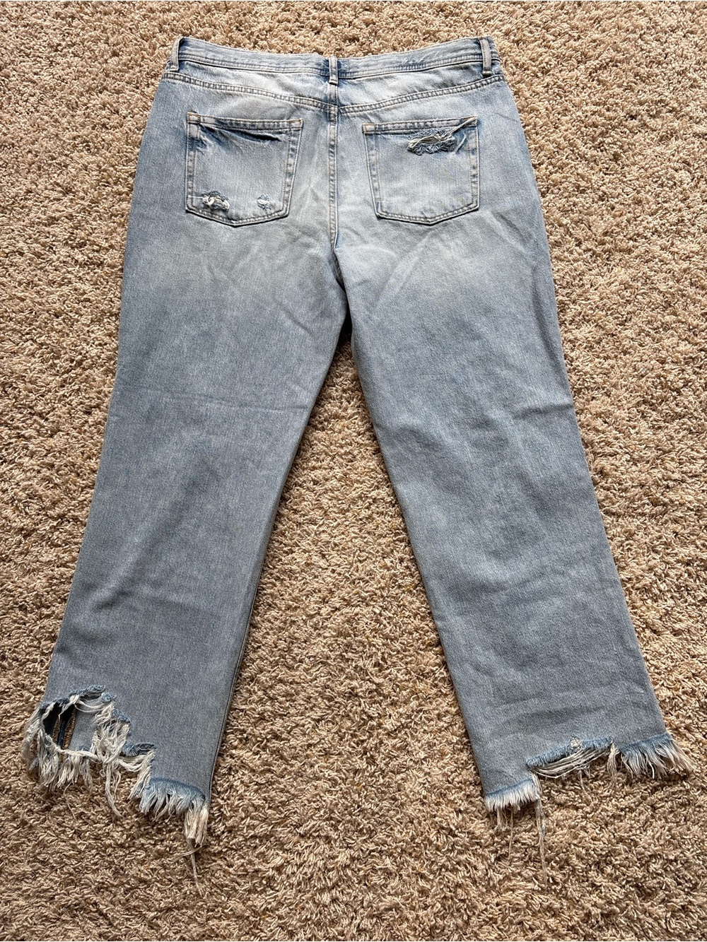 We The Free Free People Maggie Super Shredded Destroyed Light Blue Jeans Sz 32 - Picture 11 of 12